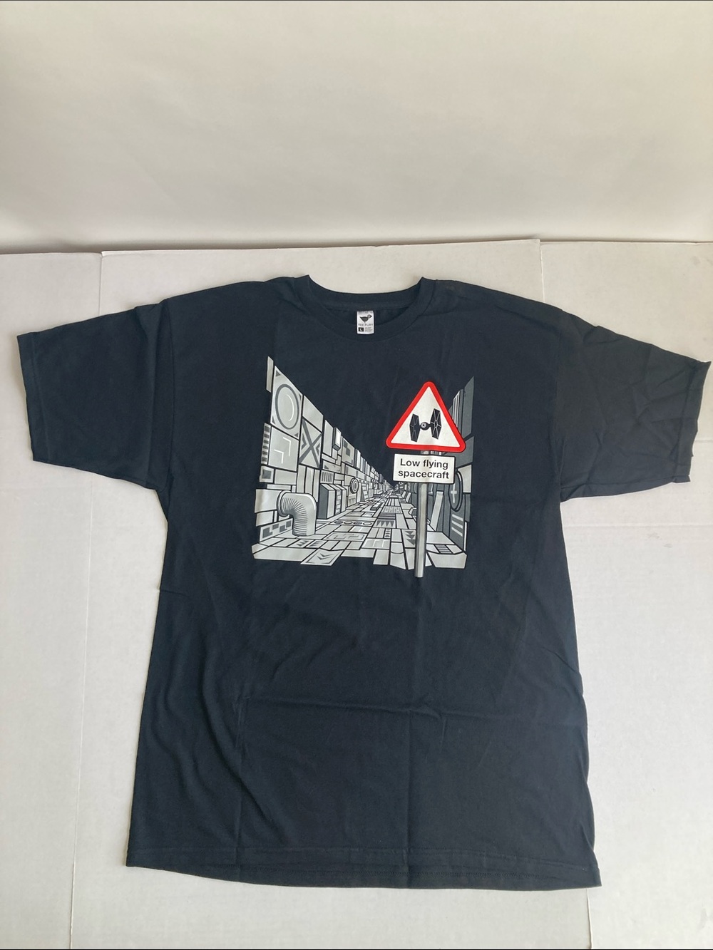 Men's Black Graphic Short-Sleeve Tee Fury Shirt with Fun Star Wars Street Sign